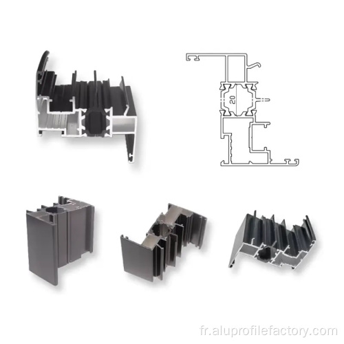 Profil de fenêtre en aluminium à isolation thermique pulvérisée noire